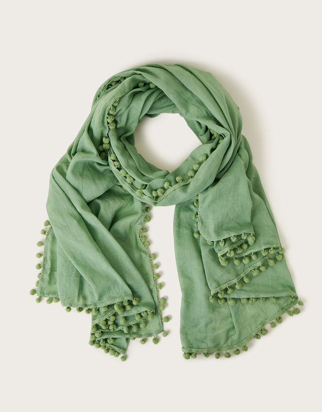 Plain Pom-Pom Scarf, , large