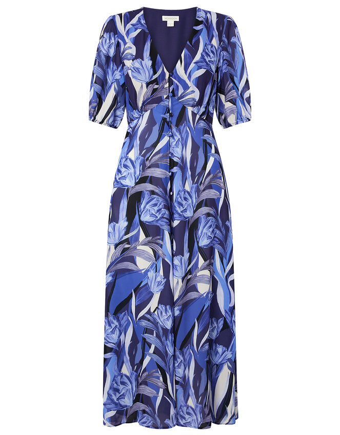 Tally Tulip Satin Tea Dress, Blue (NAVY), large