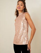 Lola Longline Sequin Tank Top, Pink (ROSE), large