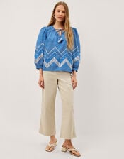 Iggy Floral Print Blouse, Blue (BLUE), large