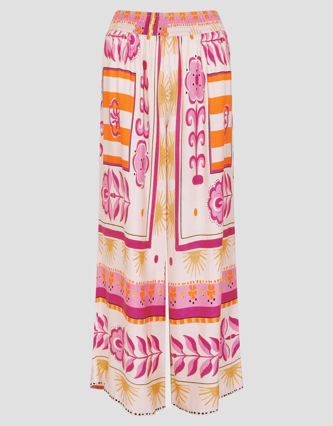Tina Summer Floral Wide Leg Trousers, Pink (PINK), large