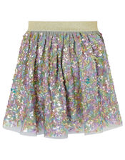 Rainbow Sequin T-shirt and Skirt Set, Grey (GREY), large