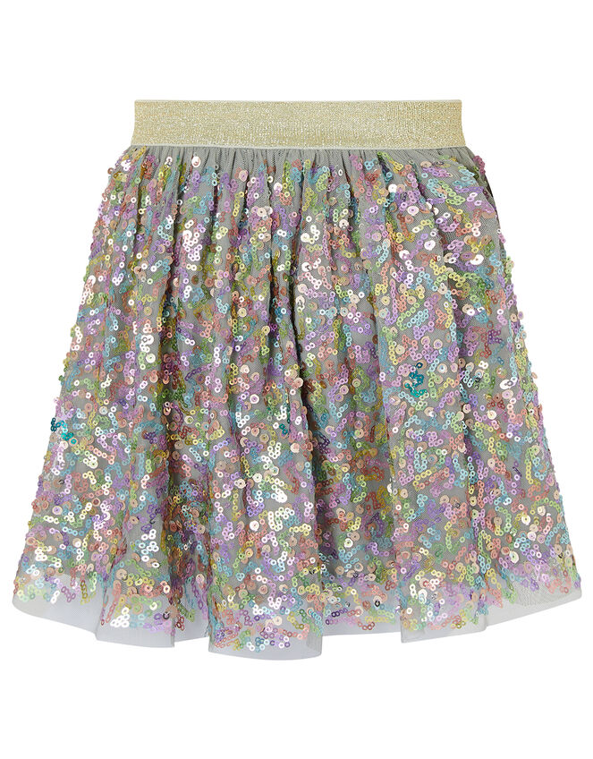 Rainbow Sequin T-shirt and Skirt Set, Grey (GREY), large