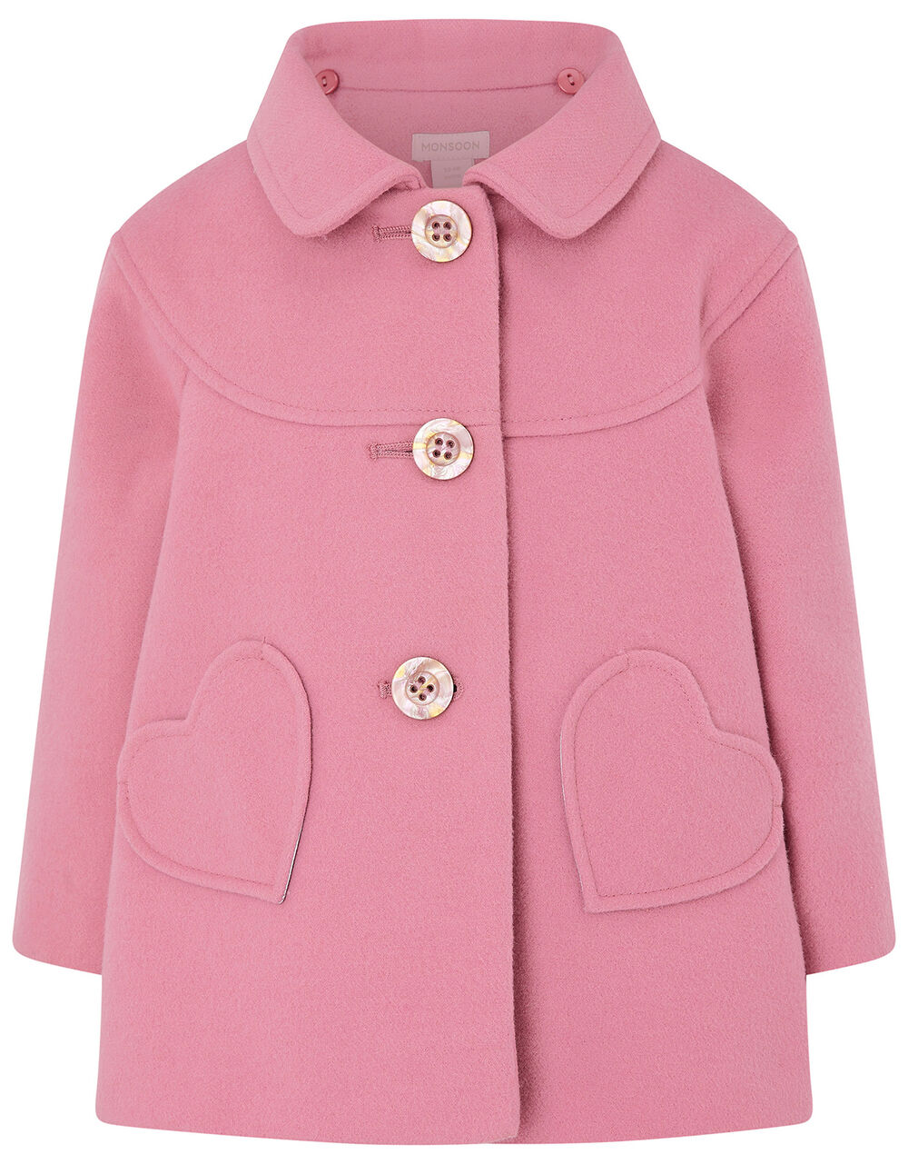 Baby Heart Pocket Coat Pink Coats & Jackets Monsoon UK.