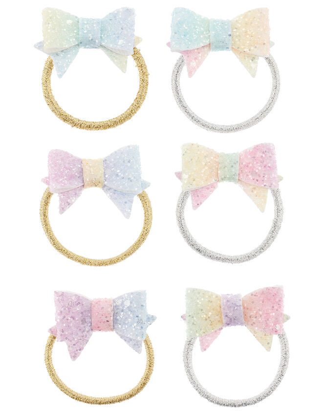Rainbow Glitter Bow Hair Band Set, , large