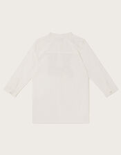 Longline Embroidered Kurta, Ivory (IVORY), large