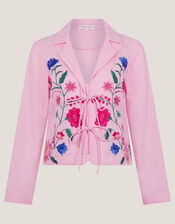 Agata Embroidered Tie Top, Pink (PINK), large