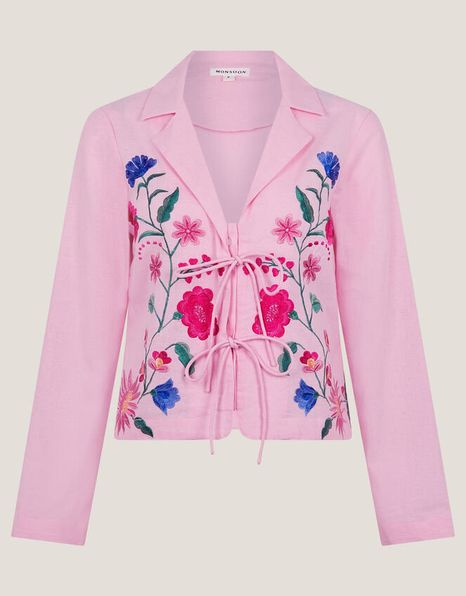 Agata Embroidered Tie Top, Pink (PINK), large
