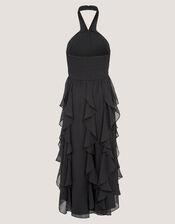 Arizona Halter Ruffle Prom Dress, Black (BLACK), large