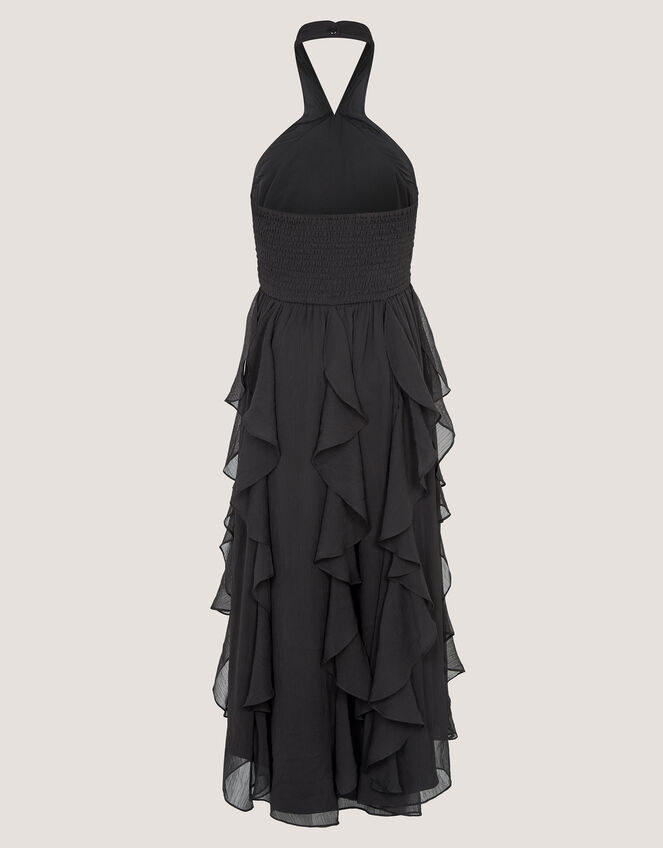 Arizona Halter Ruffle Prom Dress, Black (BLACK), large