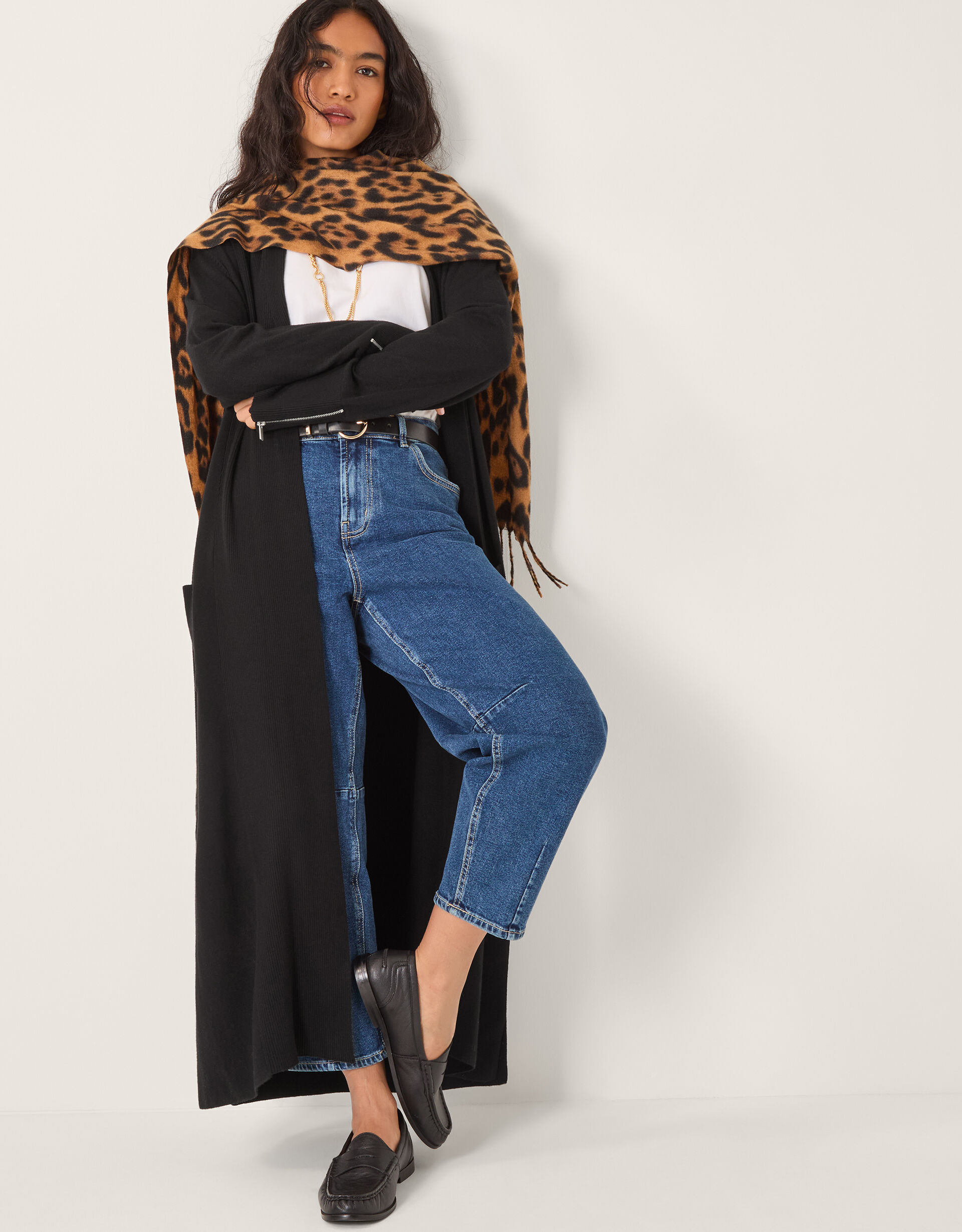 Sade Zip Longline Cardigan Black