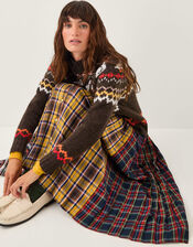 Monsoon x Sarah Corbett-Winder Tartan Pleated Midi Skirt, Yellow (YELLOW), large