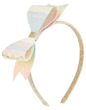 Sara Striped Bow Glitter and Sequin Headband, , large