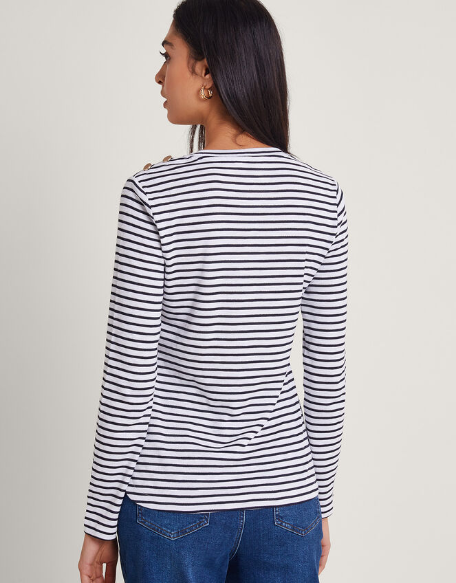Saskia Metallic Stripe Top, Ivory (IVORY), large