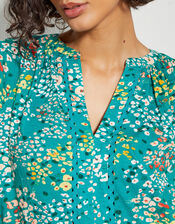 Micola Floral Jersey Top, Teal (TEAL), large