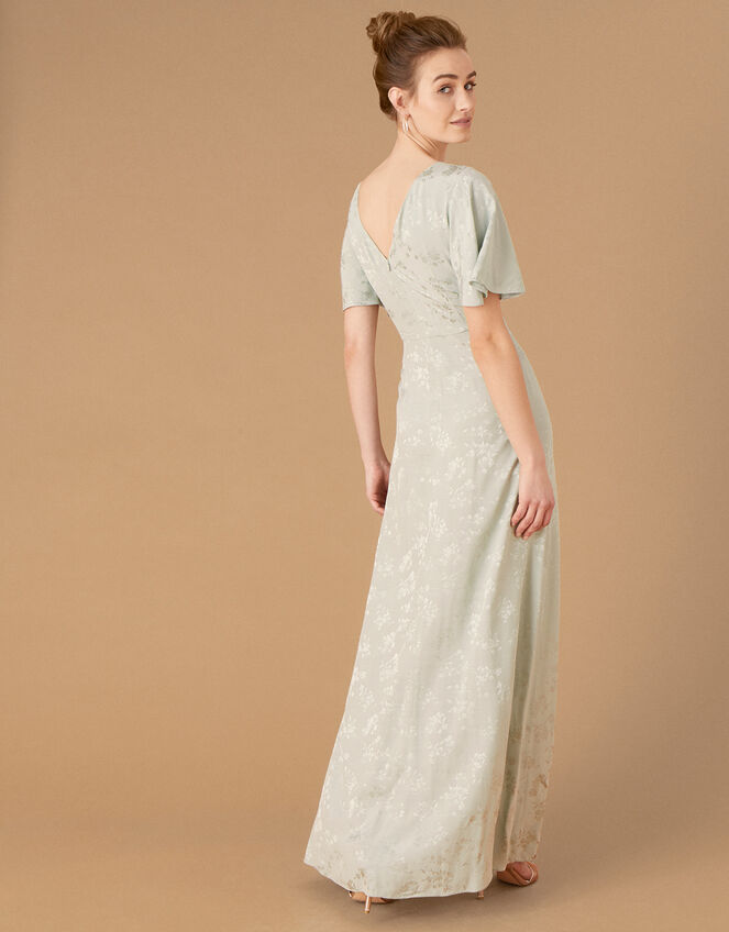 Ellinor Satin Jacquard Maxi Dress, Green (GREEN), large