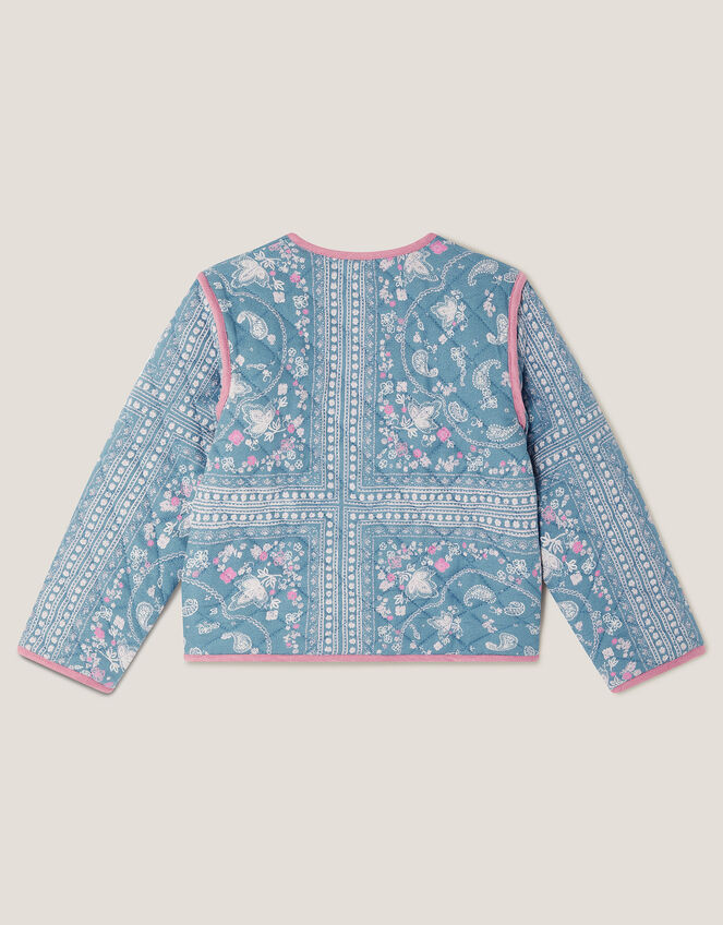Embroidered Paisley Quilted Jacket, Blue (BLUE), large