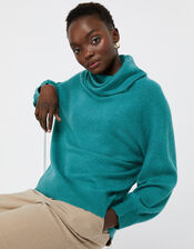 Mika Cowl Neck Knit Jumper, Green (GREEN), large
