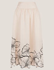Bridget Embroidered Midi Skirt, Ivory (IVORY), large