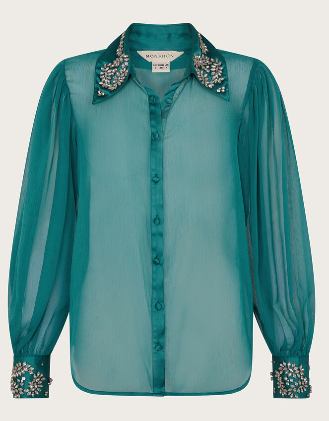 Lorenna Embellished Blouse, Teal (TEAL), large