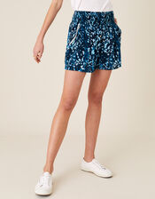 Animal Print Beach Shorts, Blue (BLUE), large