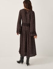 Mackie Polka Dot Lace Midi Dress, Brown (CHOCOLATE), large