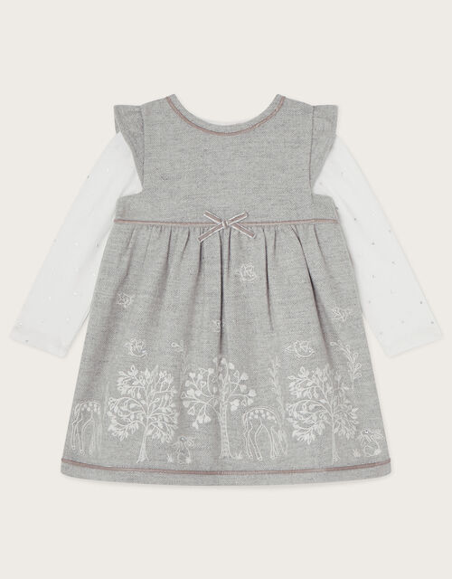Baby Tree Stitch Detail Pinafore with T-Shirt, Grey (GREY), large