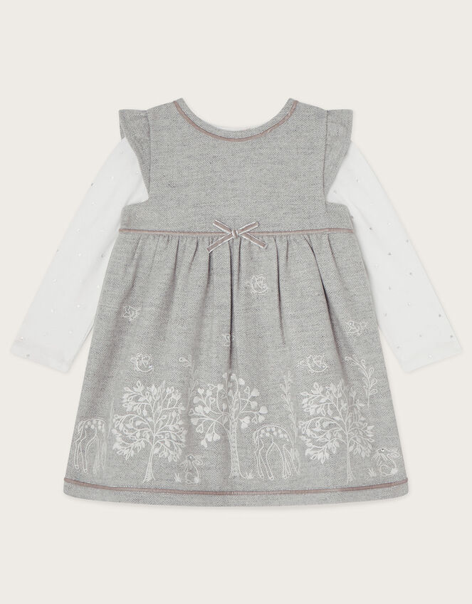 Baby Tree Stitch Detail Pinafore with T-Shirt, Grey (GREY), large