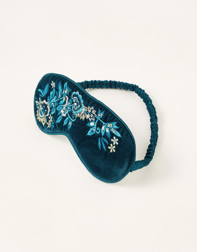 Floral Embellished Velvet Eye Mask, , large