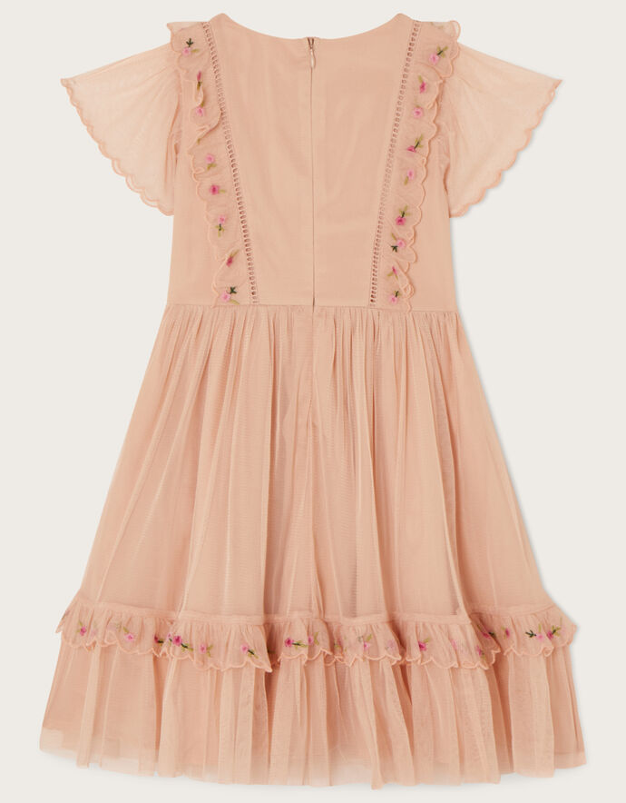 Long Sleeve Dress With Mesh Frill