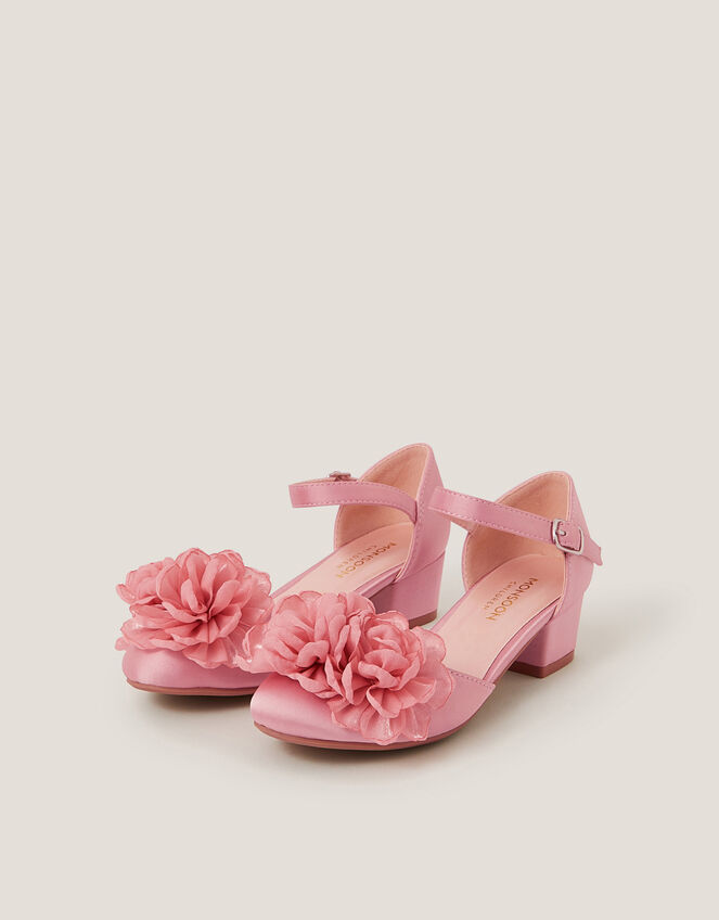 Corsage Satin Two-Part Heels, Pink (PINK), large