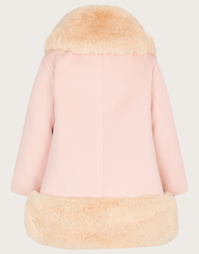 Bimbalo - Fur Trim Flower Detail Coat - Baby Blue main image 1