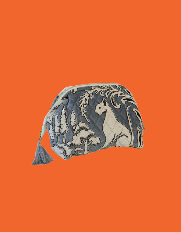 One Hundred Stars Sphinx Velvet Pouch, Grey (GREY), large