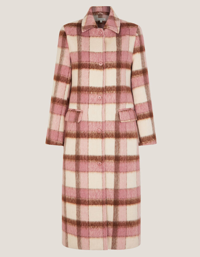 Colbie Brushed Check Coat, Pink (PINK), large