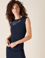 Ophelia Sequin Insert Maxi Dress, Blue (NAVY), large