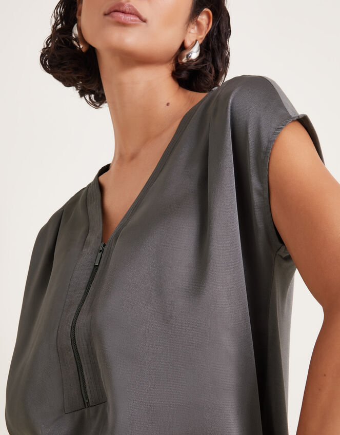 Wilde Sleeveless Satin Top, Grey (GREY), large