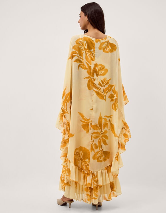 Joanna Ruffle Cape Chiffon Maxi Dress, Ivory (IVORY), large