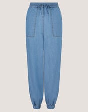 Daria Chambray Joggers, Blue (DENIM BLUE), large