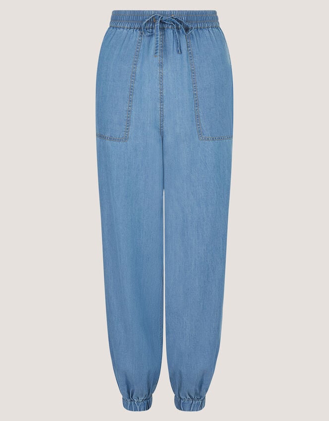 Daria Chambray Joggers, Blue (DENIM BLUE), large