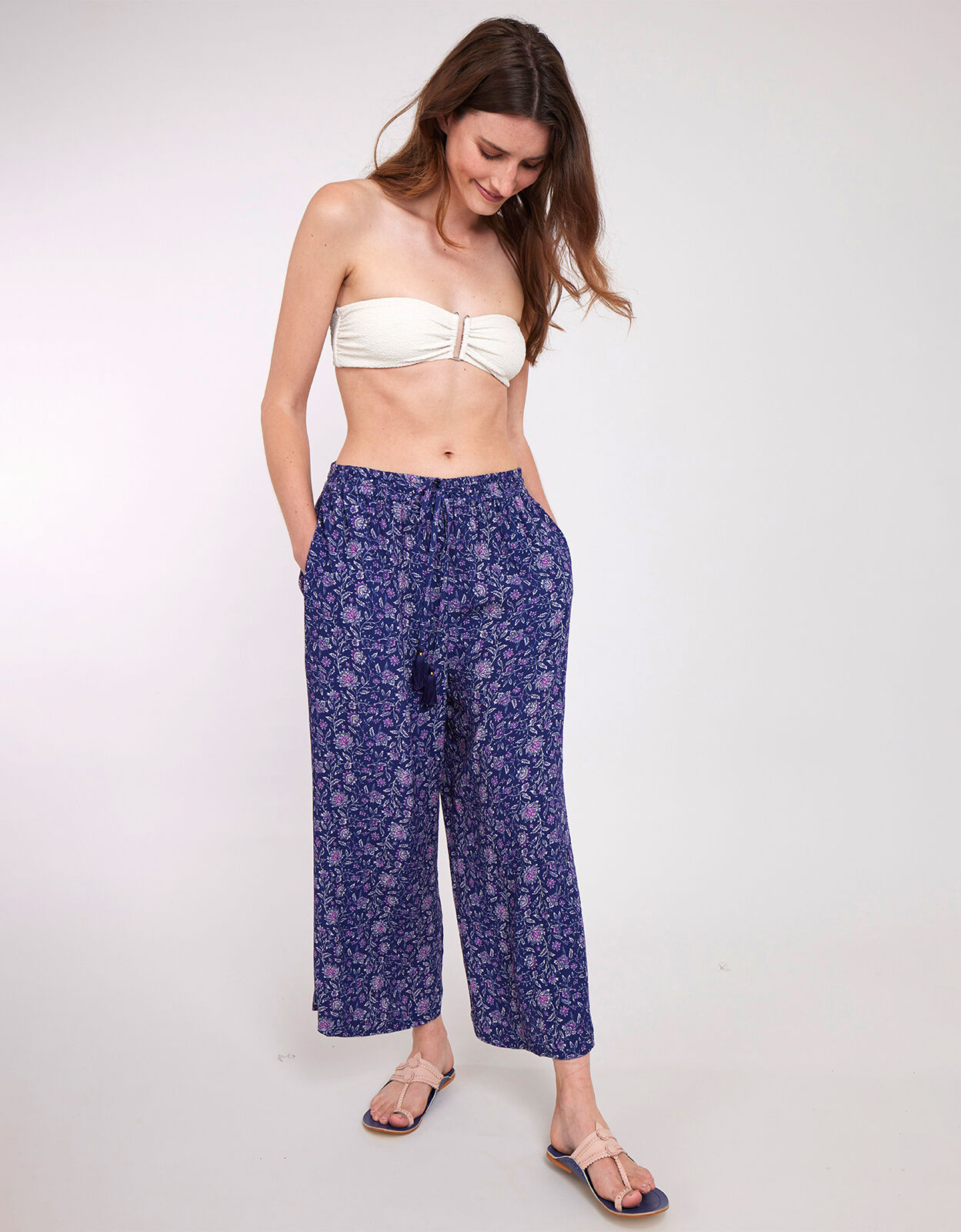 Navy crinkle trousers clearance
