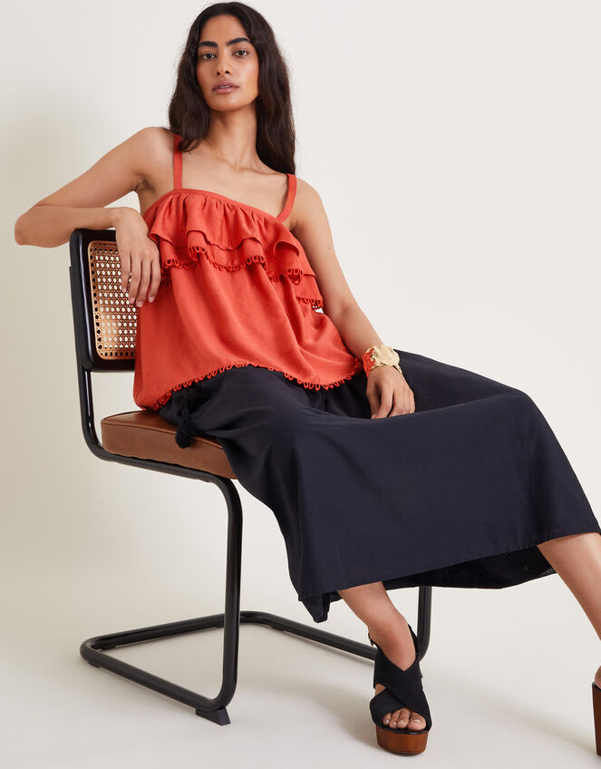 Aesha Frill Cami Top, Orange (RUST), large