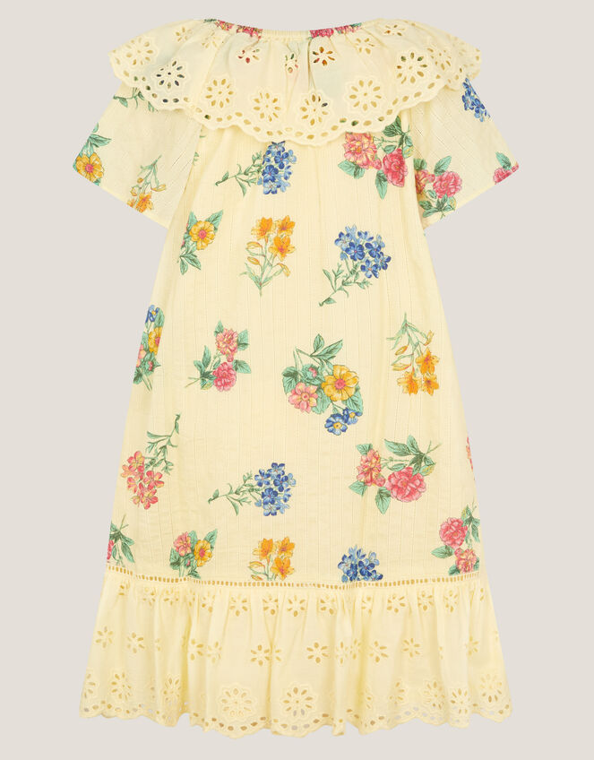 Sasha Floral Broderie Dress, Yellow (YELLOW), large