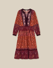 Hunter Floral Print Jersey Midi Dress, Red (BURGUNDY), large
