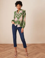 Sophia Scarf Print Blouse, Green (GREEN), large