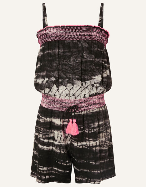 Tie-Dye Playsuit in LENZING™ ECOVERO™  Black, Black (BLACK), large