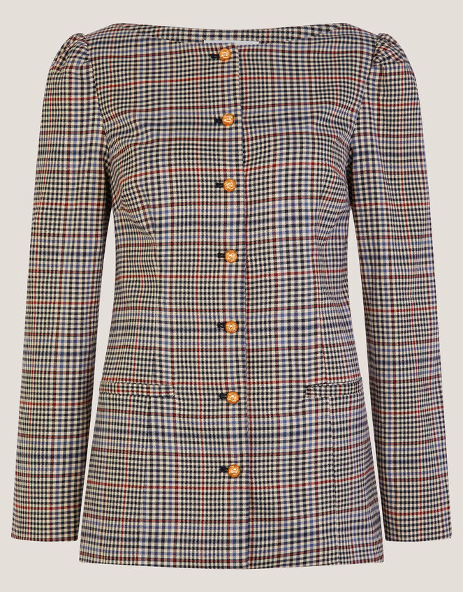 Carmen Check Print Jacket, Natural (NATURAL), large