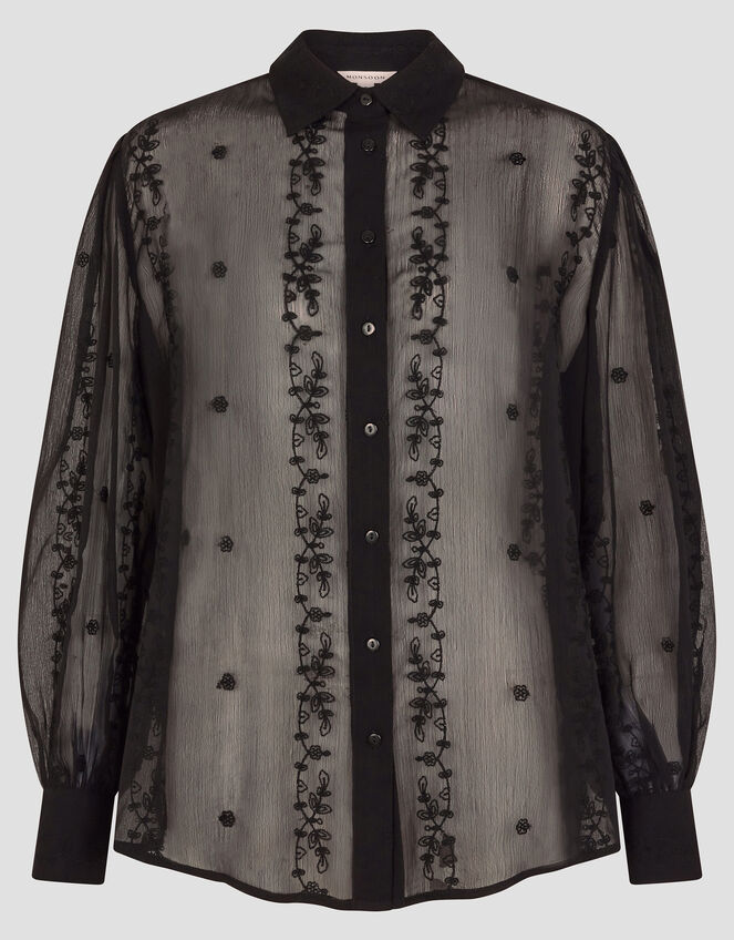 Edie Embroidered Blouse, Black (BLACK), large