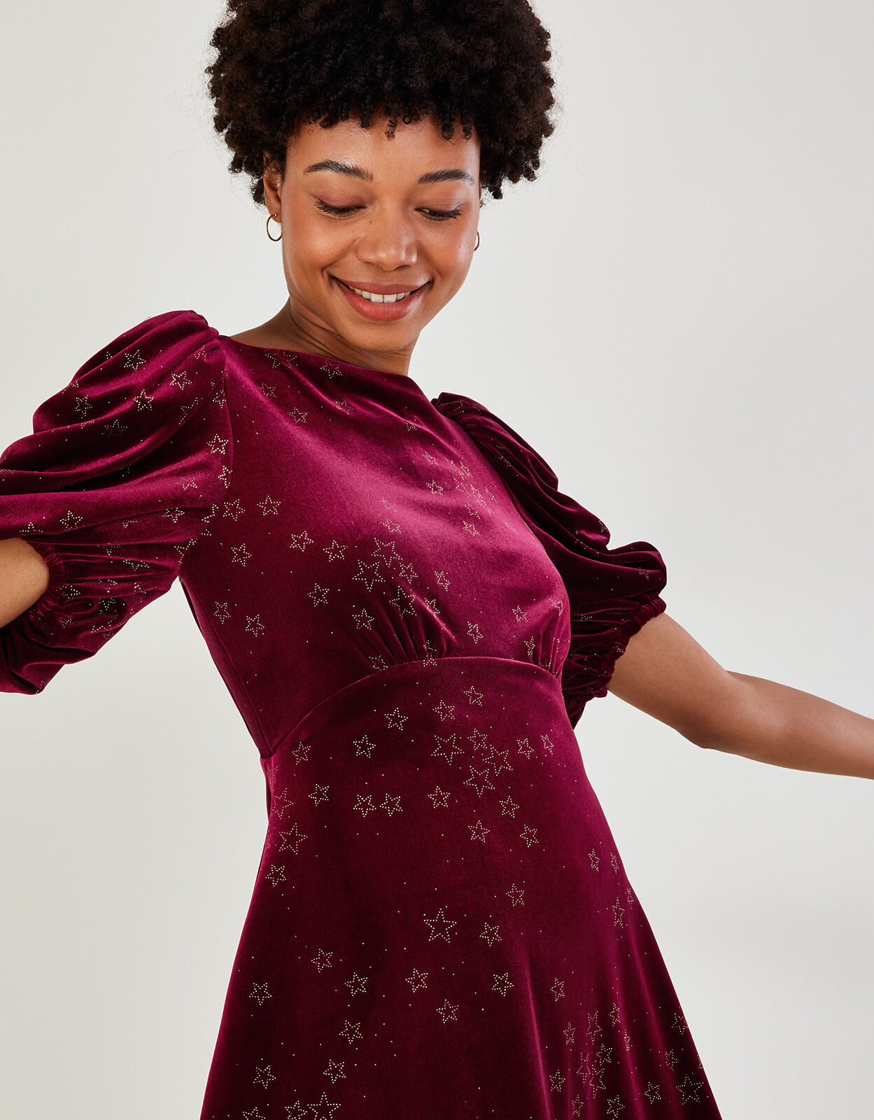 Monsoon red velvet best sale dress