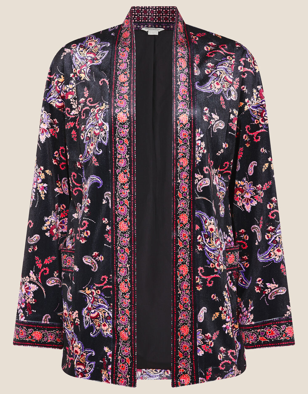 Paisley Print Velvet Jacket Black Cardigans Monsoon UK.