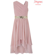 Abigail One-Shoulder Sequin Prom Dress, Pink (DUSKY PINK), large